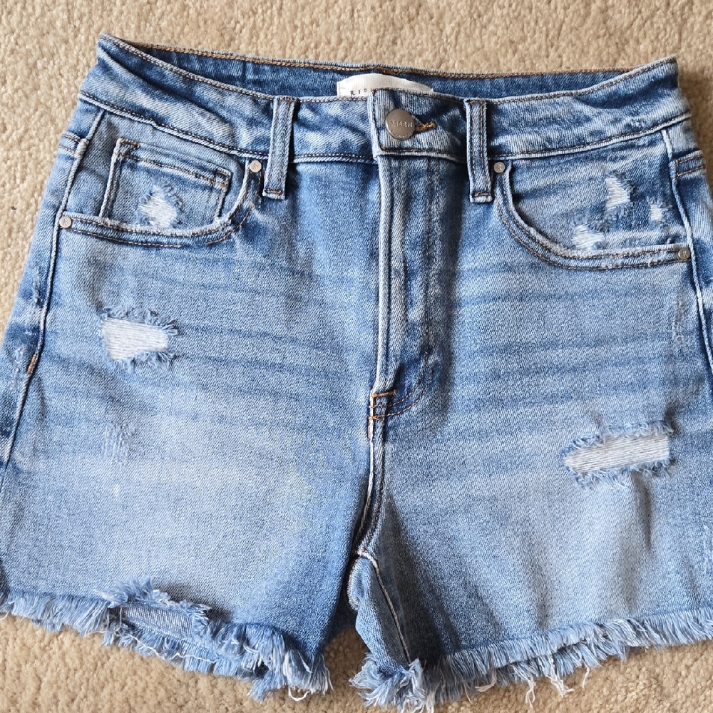 Risen Jeans Light Blue Distressed Denim Jean Shorts